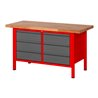 STIER Höhenverstellbare Werkbank Premium mit 6 Schubladen BxTxH 1500x700x840-1040mm RAL 3000 / anthrazitmetallic