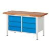 STIER Höhenverstellbare Werkbank Premium mit 6 Schubladen BxTxH 1500x700x840-1040mm RAL 7035 / RAL 5012