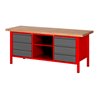 STIER Höhenverstellbare Werkbank Premium mit 6 Schubladen und einem offenen Fach BxTxH 2000x700x840-1040mm RAL 3000 / anthrazitm