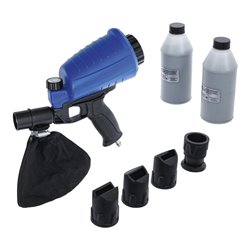 BGS Druckluft-Sandstrahlpistole inkl. Zubehör 3-tlg. Mit aufgesetztem Strahlsandbehälter aus Kunststoff (ABS), mit 900 ml Fassun