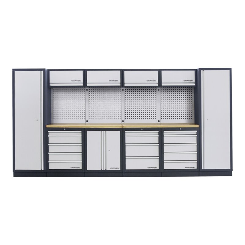 Kraftwerk Mobilio 6er Kombi, 4 x Oberschrank. Lochwand, Buche