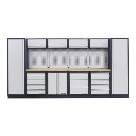 Kraftwerk Mobilio 6er Kombi, 4 x Oberschrank. Lochwand, Buche