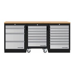 Kraftwerk Mobilio 3er Kombi mit  Werkstattwagen, Buche, 3 Schubladen