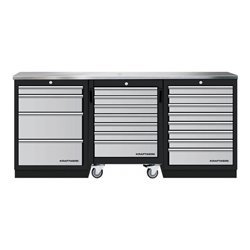 Kraftwerk Mobilio 3er Kombi mit Werkstattwagen, Edelstahl, 3 Schublade