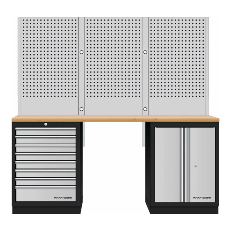 Kraftwerk Mobilio 3er Kombi mit Lochwand, Buche Multiplex