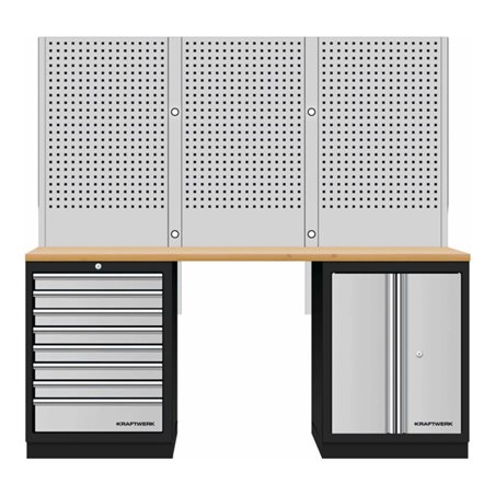 Kraftwerk Mobilio 3er Kombi mit Lochwand, Buche Multiplex