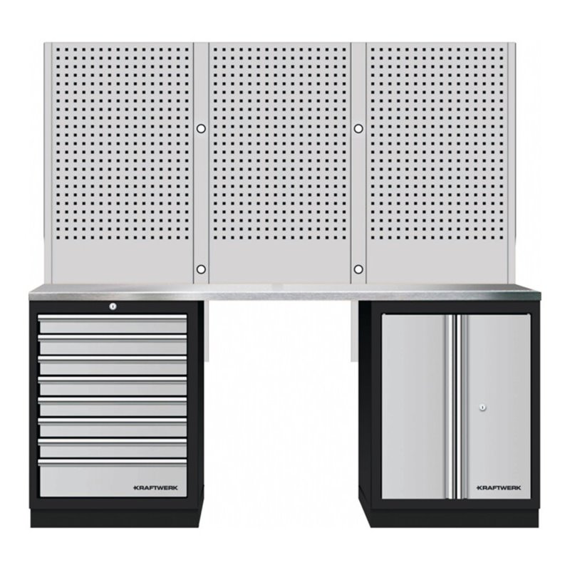 Kraftwerk Mobilio 3er Kombi mit Lochwand, Edelstahl