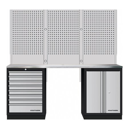 Kraftwerk Mobilio 3er Kombi mit Lochwand, Edelstahl