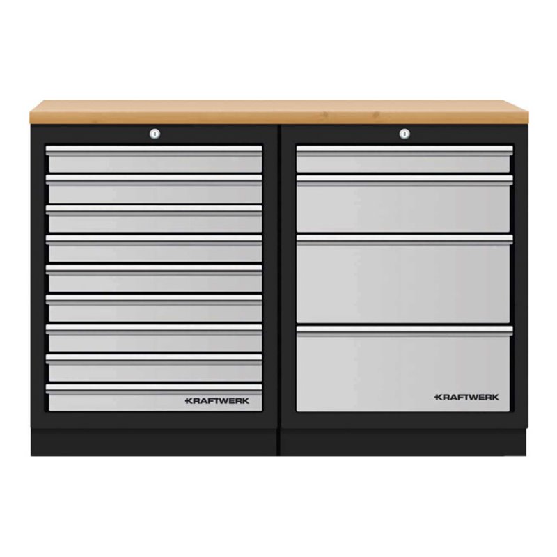 Kraftwerk Mobilio 2er Kombi, Buche Multiplex, 4 & 9 Schubladen