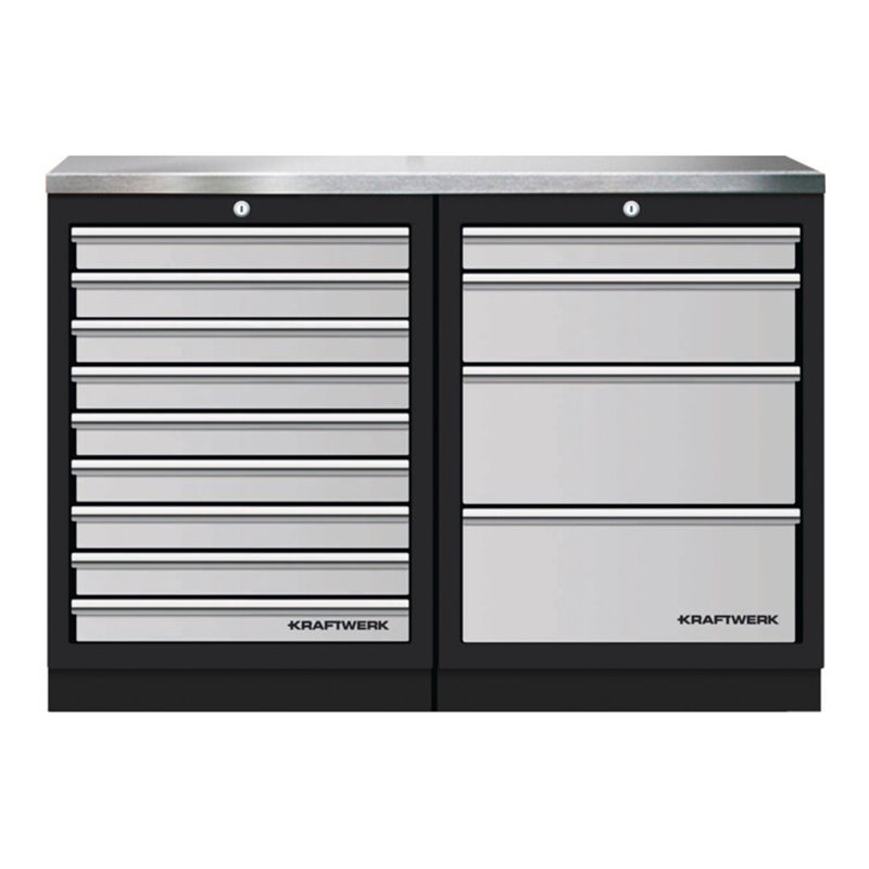 Kraftwerk Mobilio 2er Kombi, Edelstahl, 4 & 9 Schubladen