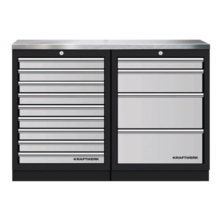 Kraftwerk Mobilio 2er Kombi, Edelstahl, 4 & 9 Schubladen
