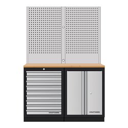 Kraftwerk Mobilio 2er Kombi Lochwand, Buche Mulipl., 9 Schubladen