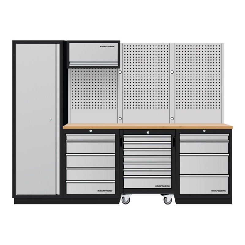 Kraftwerk Mobilio 4er Kombi, Hochschrank, Lochwand, Buche