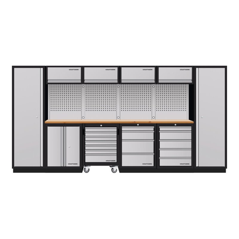 Kraftwerk Mobilio 6er Kombi, 2x Hochschrank, Werkstattwagen, Buche