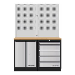 Kraftwerk Mobilio 2er Kombi Lochwand, Buche Mulipl., 5 Schubladen