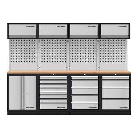 Kraftwerk Mobilio 4er Kombi, 4x Oberschrank, Lochwand, Buche