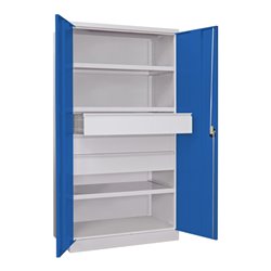 Pavoy Schwerlastschrank, 3 Fachböden a 200 kg, 3 Schubladen a 175 mm, Ral 7035/5010