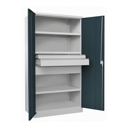 Pavoy Schwerlastschrank, 3 Fachböden a 200 kg, 3 Schubladen, RAL 7035/7016