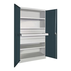 Pavoy Schwerlastschrank, 3 Fachböden a 200 kg, 5 Schubladen, RAL 7035/7016