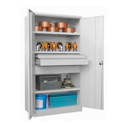 Pavoy Schwerlastschrank, 3 Fachböden a 200 kg, 3 Schubladen, RAL 7035