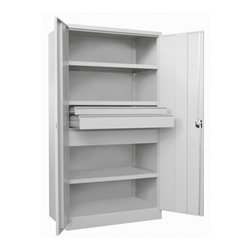 Pavoy Schwerlastschrank, 3 Fachböden a 200 kg, 3 Schubladen, RAL 7035