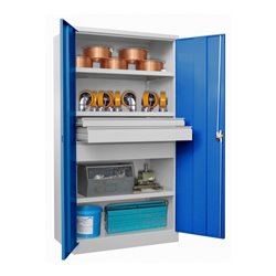 Pavoy Schwerlastschrank, 3 Fachböden a 200 kg, 3 Schubladen, RAL 7035/5010