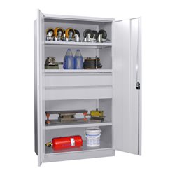 Pavoy Schwerlastschrank, 3 Fachböden a 200 kg, 2 Schubladen, RAL 7035