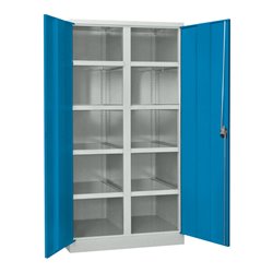 Pavoy Schwerlastschrank, Trennwand, 8 Fachböden a 200 kg Traglast, RAL 7035/5012