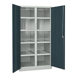 Pavoy Schwerlastschrank, Trennwand, 8 Fachböden a 200 kg Traglast, RAL 7035/7016
