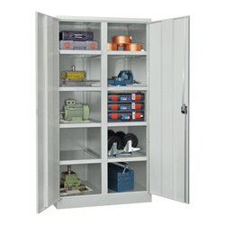 Pavoy Schwerlastschrank, Trennwand, 8 Fachböden a 200 kg Traglast, RAL 7035