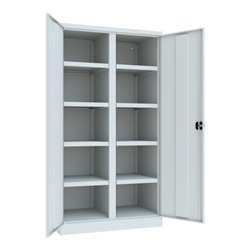 Pavoy Schwerlastschrank, Trennwand, 8 Fachböden a 200 kg Traglast, RAL 7035