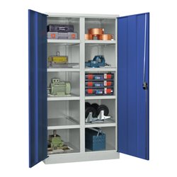 Pavoy Schwerlastschrank, Trennwand, 8 Fachböden a 200 kg Traglast, RAL 7035/5010