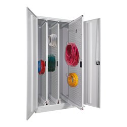 Pavoy Stahl-Vertikalauszugsschrank, 1950x1000x600, 3 Auszüge, RAL 7035