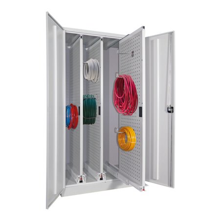 Pavoy Stahl-Vertikalauszugsschrank, 1950x1000x600, 3 Auszüge, RAL 7035