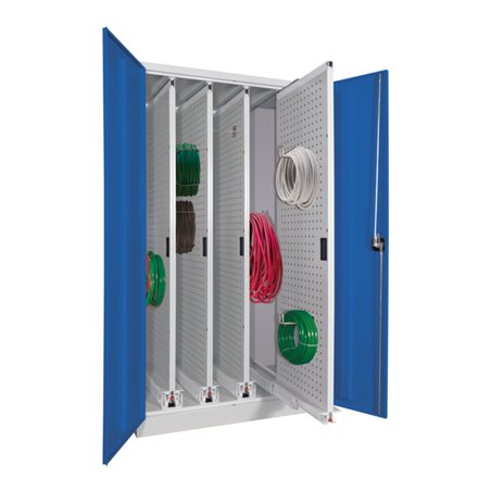 Pavoy Stahl-Vertikalauszugsschrank, 1950x1000x600, 4 Auszüge, RAL 7035/5010