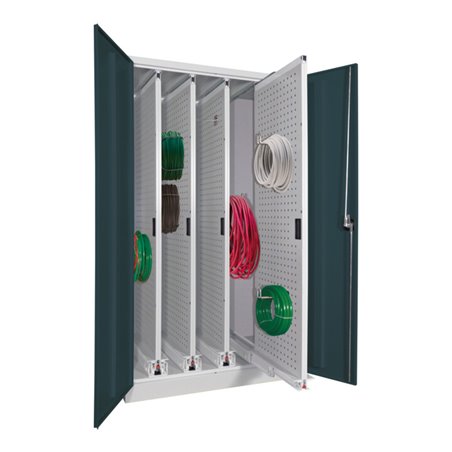 Pavoy Stahl-Vertikalauszugsschrank, 1950x1000x600, 4 Auszüge, RAL 7035/7016