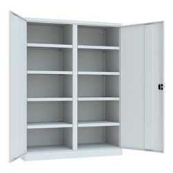 Pavoy Schwerlastschrank 1950x1470x630, Trennwand, 8 Fachböden a 200 kg, RAL 7035