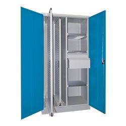 Pavoy Vertikalauszugsschrank, Trennwand, 2 Auszüge, 3 FB, 2 Schubladen, RAL 7035/5012