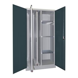 Pavoy Stahl-Vertikalauszugsschrank , Trennwand, 2 Auszüge, 3 Böden, RAL 7035/7016