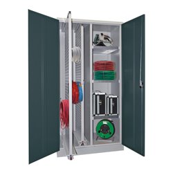 Pavoy Stahl-Vertikalauszugsschrank , Trennwand, 2 Auszüge, 3 Böden, RAL 7035/7016