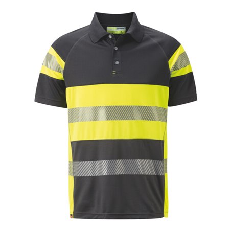 Holex Warnschutz Polo-Shirt, grau / gelb, Unisex-Größe: M