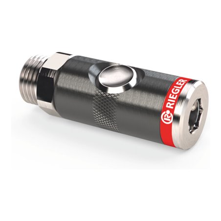 RIEGLER Sicherheitskupplung mit Außengewinde, Alu, Anschluss-Außengewinde: 1/2 Zoll