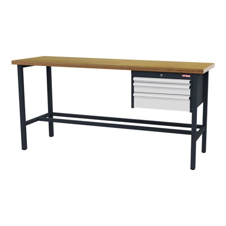 STIER Werkbank mit 1x50, 1x100, 1x150 mm Schubladen BxTxH 2000x600x960 mm RAL 7016 / RAL 7035