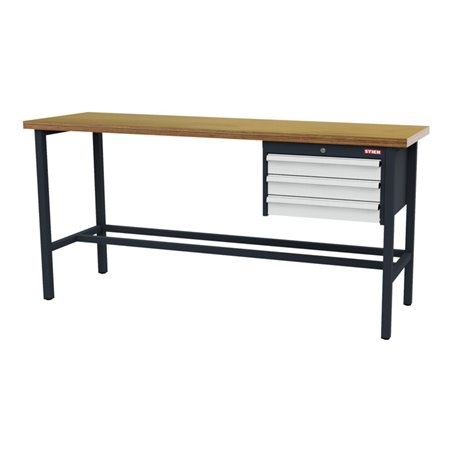 STIER Werkbank mit 3x100 mm Schubladen BxTxH 2000x600x960 mm RAL 7016 / RAL 7035