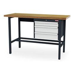 STIER Werkbank mit 1x100, 2x150 mm Schubladen BxTxH 1500x600x960 mm RAL 7016 / RAL 7035