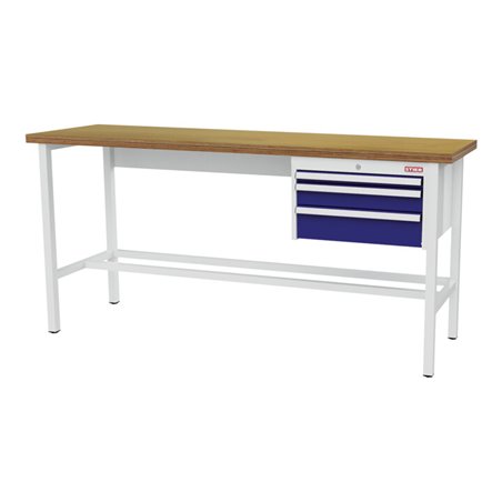 STIER Werkbank mit 1x50, 1x100, 1x150 mm Schubladen BxTxH 2000x600x960 mm RAL 7035 / RAL 5010