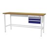 STIER Werkbank mit 1x50, 1x100, 1x150 mm Schubladen BxTxH 2000x600x960 mm RAL 7035 / RAL 5010