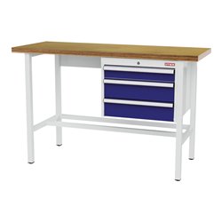 STIER Werkbank mit 1x100, 2x150 mm Schubladen BxTxH 1500x600x960 mm RAL 7035 / RAL 5010