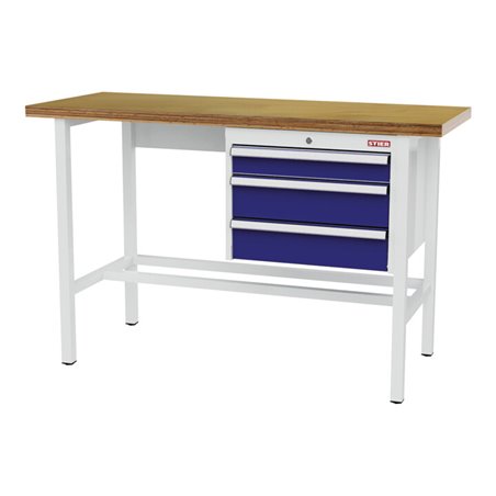 STIER Werkbank mit 1x100, 2x150 mm Schubladen BxTxH 1500x600x960 mm RAL 7035 / RAL 5010