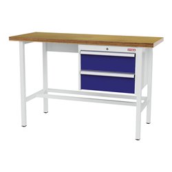 STIER Werkbank mit 2x200 mm Schubladen BxTxH 1500x600x960 mm RAL 7035 / RAL 5010